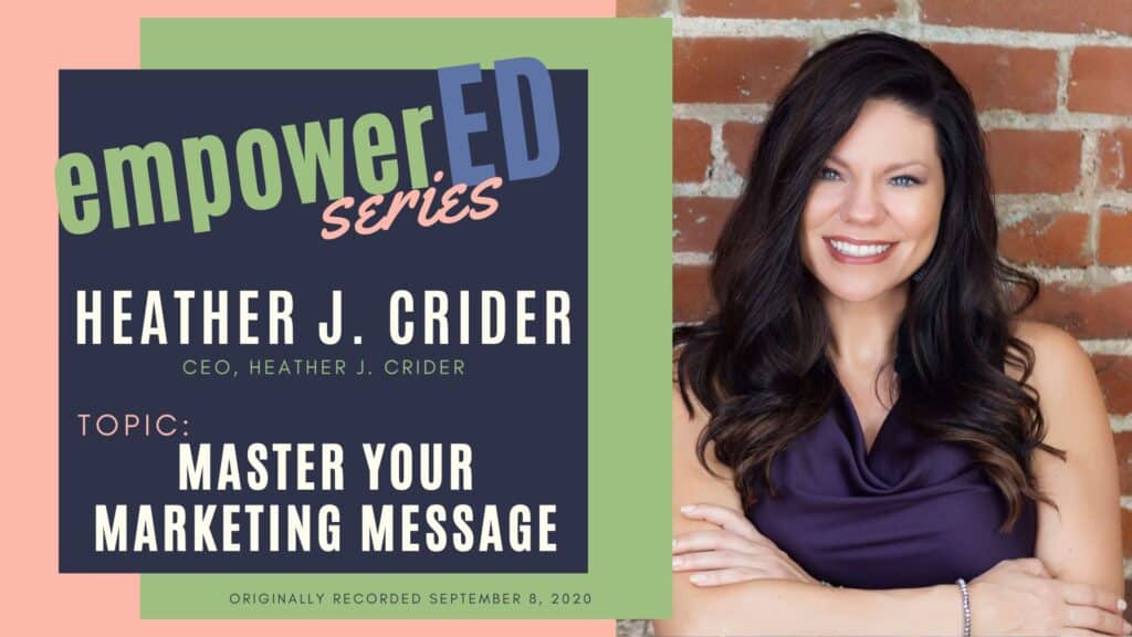 WEW Chapter Speaker - Heather J Crider Master Your Marketing Message