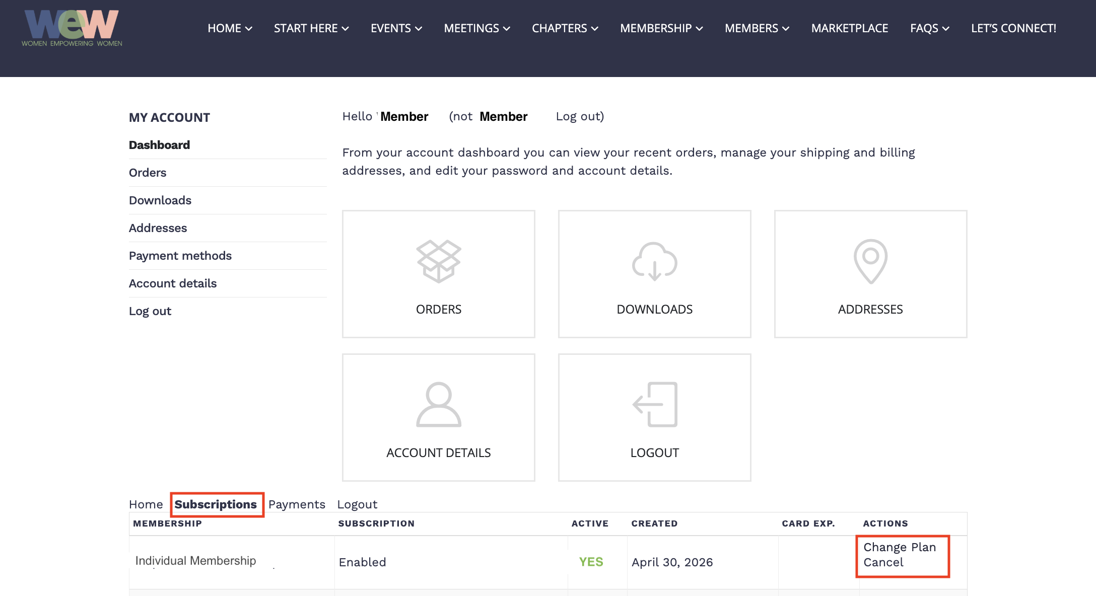 Upgrade Membership or Cancel